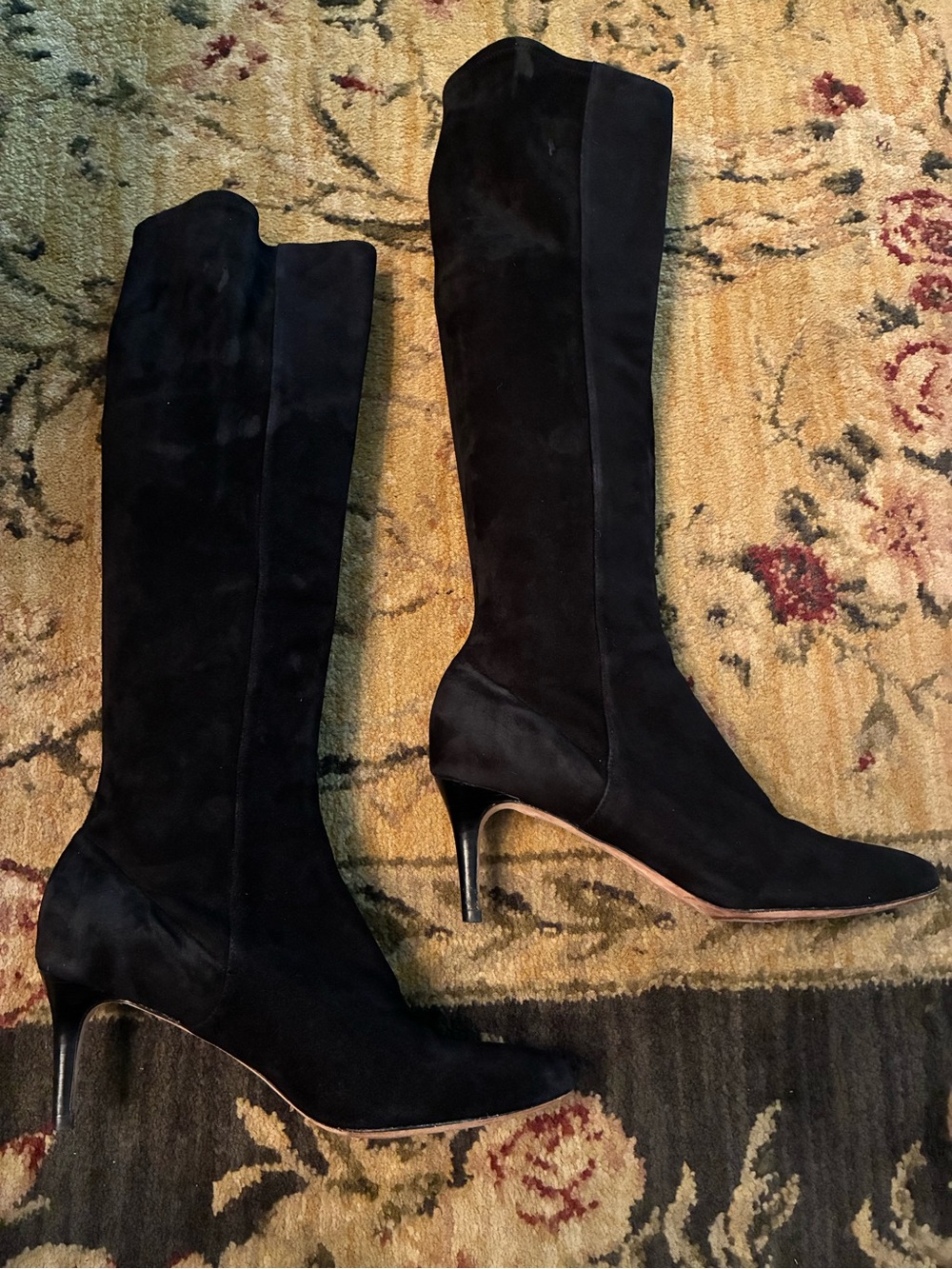 Cole Haan Black Suede Dress Boots Leather Soles Lightweight. Size 7B